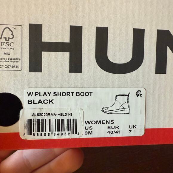 Hunter Woman’s Original Black Play Short Rain Boots- Size 9M - Picture 8 of 8
